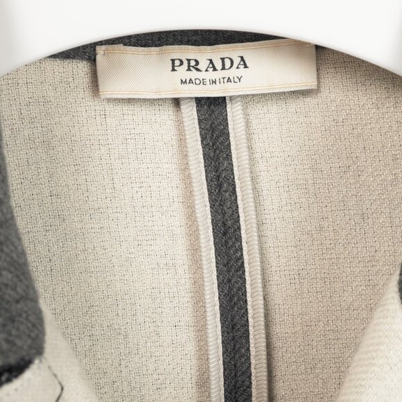 Prada Grey Wool Raw-Edge Tailored Jacket - Picture 8 of 10